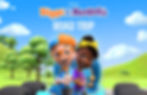 Cartoon Blippi and Meekah characters smiling for 'Blippi & Meekah's ROAD TRIP'.
